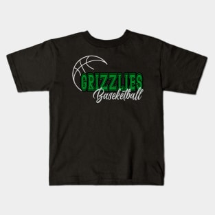 Classic Name Grizzlies Vintage Styles Green Basketball Kids T-Shirt